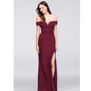 Glitter Burgundy Formal Maxi Dress